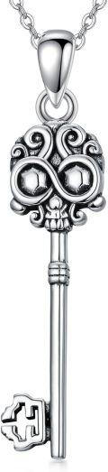 wholesale 925 Sterling Silver Key Pendant Necklace with Butterfly Skull Saturn Charm for Women and Men-0-0