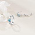 wholesale 925 Sterling Silver Oval Turquoise Huggie Hoop Earrings with Scroll Design-0-1