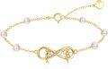 wholesale 14K Real Gold Sisters Infinity Bracelet - Hypoallergenic Adjustable Jewelry Gift for Women, Friends, Partners - 5.9-8.06 Inch Length, 6.6mm Heart Pendant - Christmas, Anniversary, Birthday Present-0-0