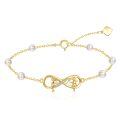 wholesale 14k Gold Infinity Two Girls Moissanite Pearl Bracelet-0-0