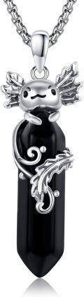 wholesale 925 Sterling Silver Gothic Black Crystal Axolotl Pendant Necklace for Women Men Gifts-0-0