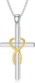 wholesale Silver Infinity Heart 925 Sterling Silver Cubic Zirconia Cross Pendant Necklace for Women-0-0