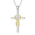 wholesale Silver Infinity Heart 925 Sterling Silver Cubic Zirconia Cross Pendant Necklace for Women-0-0