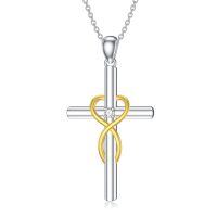 wholesale Silver Infinity Heart 925 Sterling Silver Cubic Zirconia Cross Pendant Necklace for Women-Type 18