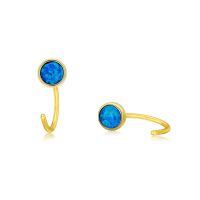 wholesale 14K Gold Blue Opal Round Infinity Heart Cross Triangle Lighting Daisy Huggie Hoop Earrings for Women-blue opal