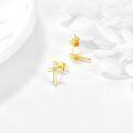 wholesale 14K Gold Cubic Zirconia Cross Stud Earrings for Women Religious Gifts-0-5