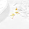 wholesale 14k Gold Cross Stud Earrings With Zircon Star Accent For Women-0-5