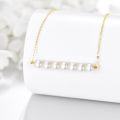 wholesale 14K Gold Freshwater Pearl Bar Chain Necklace 6mm White Pearls Minimalist Jewelry for Women Girls Gift Boxed-0-1