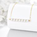 wholesale 14k Gold Six White Pearl Bar Necklace Dainty Chain For Women-0-1