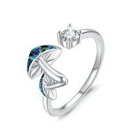 wholesale 925 Sterling Silver Open Mushroom Opal Rings Wholesale With Clear Gemstone-Abalone Shell