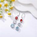 wholesale 925 Sterling Silver Red & White Stone Drop Earrings for Women-0-1