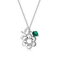 wholesale 925 Sterling Silver Daisy Child of God Necklace for Girls Baptism Communion Birthday-Simulated Emerald