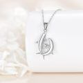 wholesale 925 Sterling Silver Double Dolphin Heart Cubic Zirconia Platinum Plated Pendant Necklace-0-1