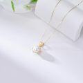 wholesale 14K Gold Freshwater Pearl Pendant Necklace with 9mm Round Cultured Pearls and Chain - Elegant Women's Fine Idea-0-3