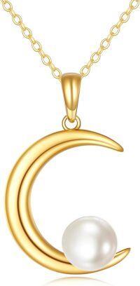 wholesale 14K Gold 8mm Freshwater Pearl Choker Necklace for Women Bridesmaids Mothers Day Gifts-moon