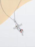 wholesale Infinity Cross Necklace For Women 925 Sterling Silver Cross Animal Necklace Religious Pendant Christian Jewelry Birthday Christmas Gifts For Women -0-3