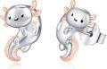 wholesale 925 Sterling Silver Axolotl Stud Earrings for Women Girls Cute Cartoon Animal  4g-0-0