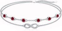 wholesale Sterling Silver Birthstone Women s Anklet Bracelets Infinity Butterfly Evil Eye Turtle Pineapple Starfish Heart-Bracelet 7"-9"-Infinity 01-Garnet