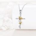 wholesale 925 Sterling Silver Bee and Cross Pendant Necklace-0-2