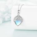 wholesale 925 Sterling Silver Blue Moonstone Heart Drop Pendant Necklace for Women-0-3