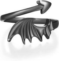 wholesale 925 Sterling Silver Valentine s Day Angel Devil Wings Adjustable Ring Jewelry Gift-Devil Wings Ring