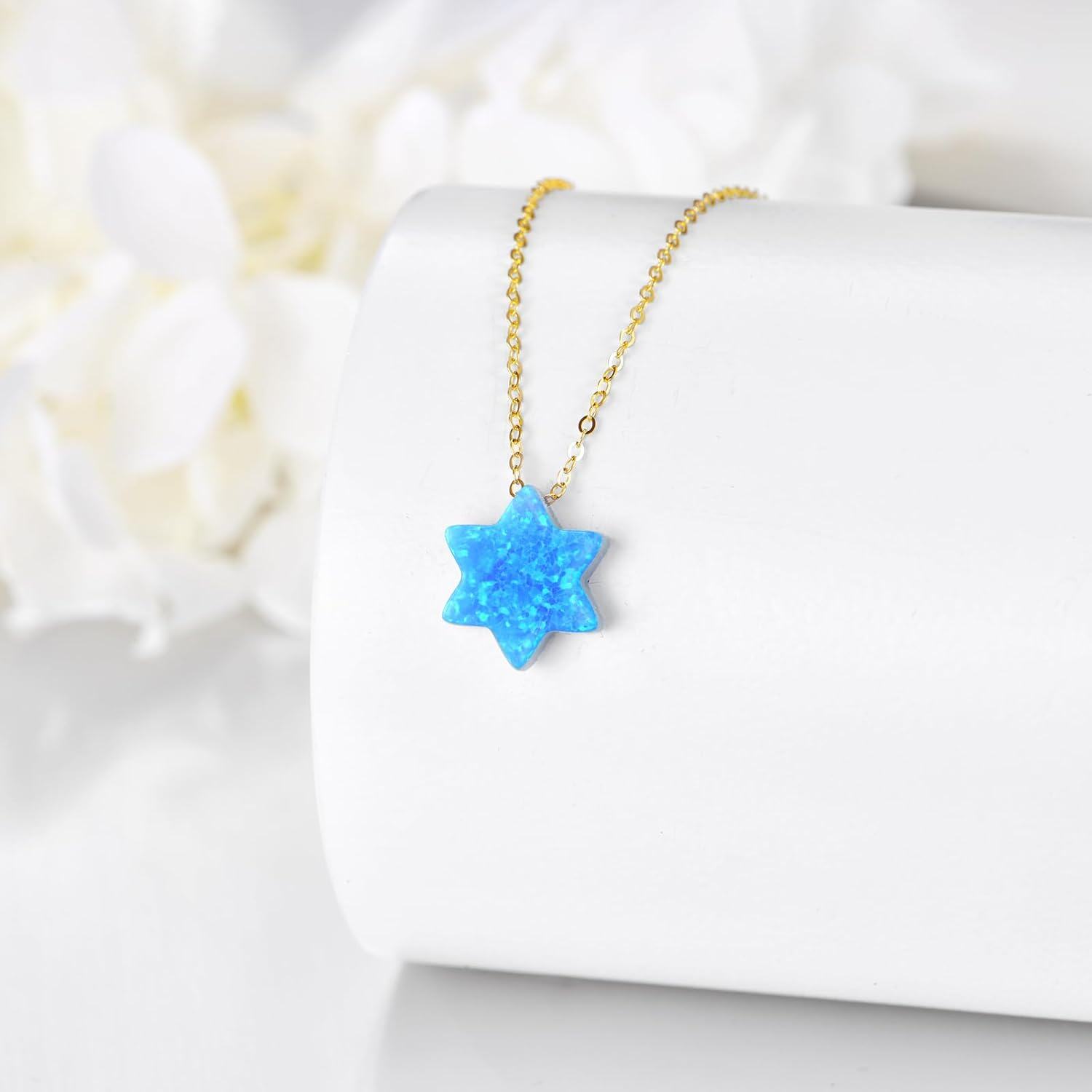 wholesale 14K Gold Blue Opal Evil Eye Hamsa Butterfly Heart Pendant Necklace-0-4