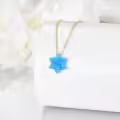 wholesale Gold 14k Blue Opal Evil Eye Hamsa Pendant Necklaces Wholesale with Chain-0-4