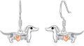 wholesale 925 Sterling Silver Dachshund Dog Love Heart Drop Earrings Gift for Women Girls-0-0
