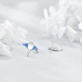 wholesale 925 Sterling Silver Shark Stud Earrings with Blue Opal Stone - Cute Ocean Life  for Her-0-5
