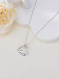 wholesale 925 Sterling Silver Mama Bear Heart Pendant Necklace with Cub and Cubic Zirconia Accents-0-3