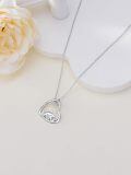 wholesale 925 Sterling Silver Mama Bear Heart Pendant Necklace-0-3