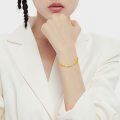 wholesale 18k Gold Bracelet Braided Chain Faceted Oval Beads Heart Charm For Women-0-3