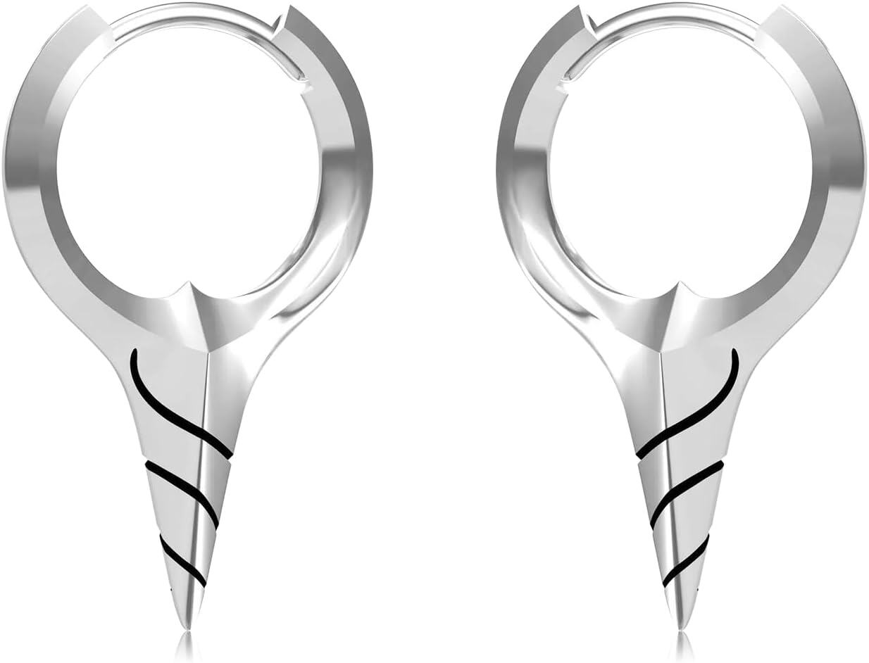 Sterling Silver Spike Sword Cross Huggie Hoop Earrings Punk Jewelry-0-1