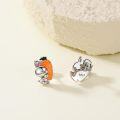 wholesale 925 Sterling Silver Carrot-Shaped Bunny Studs - Adorable Rabbit Easter  for Girls and Women-0-3