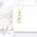 wholesale 14K Gold White Blue Opal Cat Pendant Necklace for Women-0-1