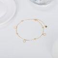 wholesale 14K Gold Anklet with Hearts and Beads - Adjustable Length 9-12 s for Women-0-2