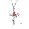 TOUPOP Sterling Silver Crystal Red Cardinal Urn Necklace For Ashes-0-0