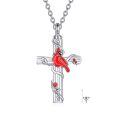 TOUPOP Sterling Silver Crystal Red Cardinal Urn Necklace For Ashes-0-0