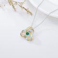 TOUPOP Gold Plated S925 Emerald Green Zircon Love Knot Charm Necklace-0-4