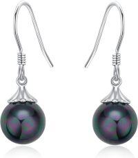 wholesale 925 Sterling Silver Black Pearl Drop Dangle Earrings for Women-pearl earrings-02