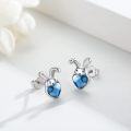 wholesale 925 Sterling Silver Hypoallergenic Cute Rabbit Heart Stud Earrings for Women Girls Birthday Gifts-0-1