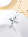 wholesale 925 Sterling Silver 925 Cubic Zirconia Cross Pendant Necklace for Women-0-4