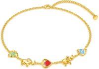 wholesale Sterling Silver Birthstone Women s Anklet Bracelets Infinity Butterfly Evil Eye Turtle Pineapple Starfish Heart-Bracelet 7"-9"-Elephant Bracelet