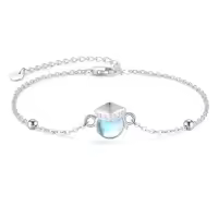 wholesale 925 Sterling Silver Moonstone Graduation Cap Charm Bracelet Wholesale Gift for Women-bracelet 01