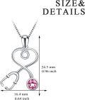 wholesale 925 Sterling Silver Pink Crystal Stethoscope Necklace for Doctors Nurses Medical Students - 18 Chain-0-2