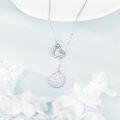 wholesale 925 Sterling Silver Heart Lasso Necklace with Volleyball Charm and Cubic Zirconia Accents for Women-0-2