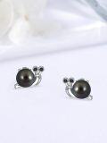 wholesale 925 Sterling Silver Black Pearl Stud Earrings with Starfish Design Gift for Women and Mom-0-1