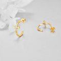 wholesale 14K Gold Cross Shape Post Back Huggie Hoops for Women-0-2