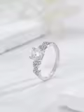 TOUPOP Sterling Silver Moissanite Solitaire Engagement Ring Wedding Band-0-1
