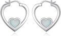 wholesale 925 Sterling Silver Heart-Shaped Blue and White Opal Hoop Earrings-0-0